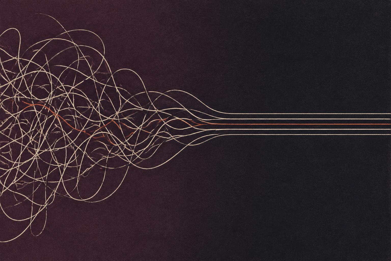 Many tangled operational paths resolving into a few clean, direct flows
